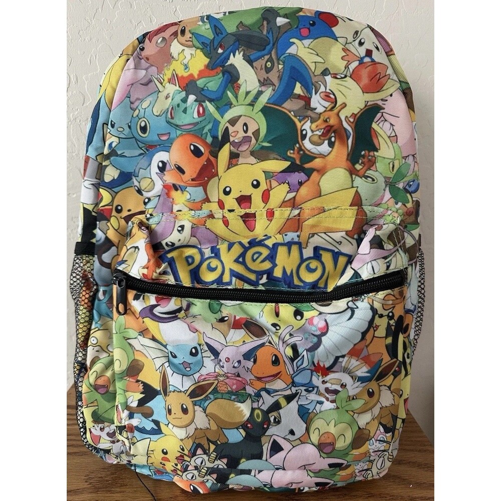 Pokémon Characters Print Backpack Pikachu, Adjustable Straps, Outer Pockets NWOT